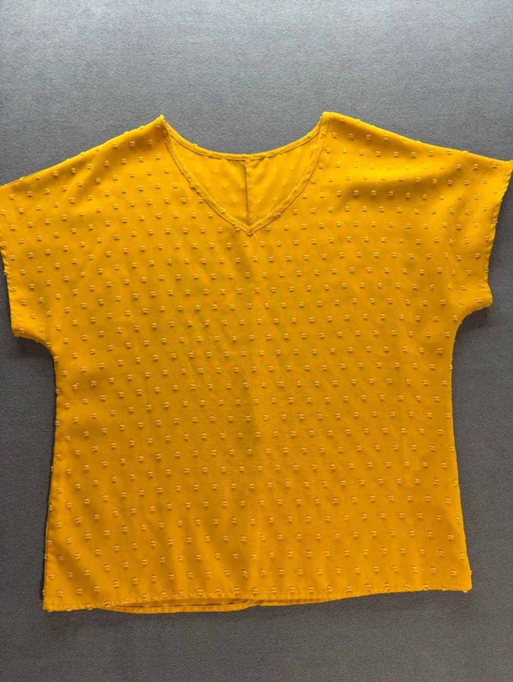 SHEIN Bright Yellow V-Neck Textured Dot